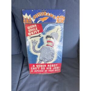 FUTURAMA Metal Tin Sign Work While Bent Bender Rocket USA Vintage 2000-NIB